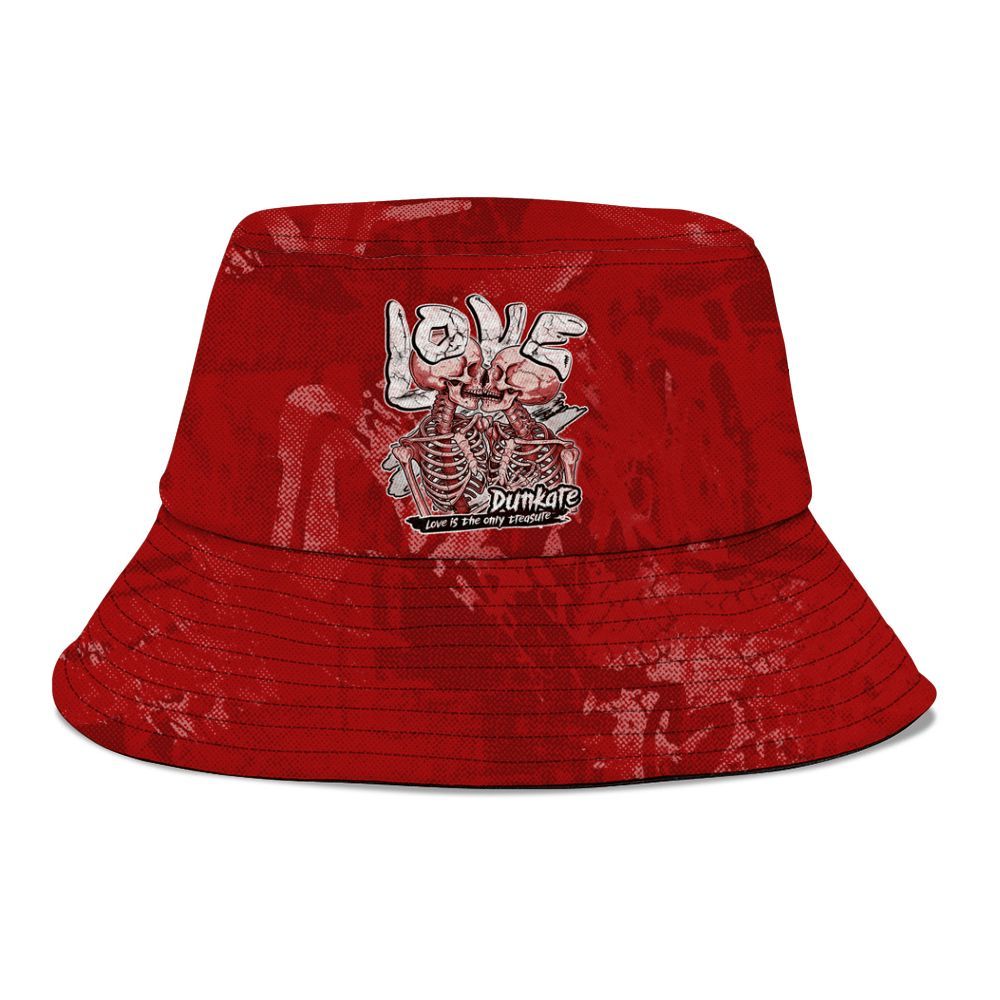 Bucket Hat To Match Red Taxi 12s - Skull Love Graphic