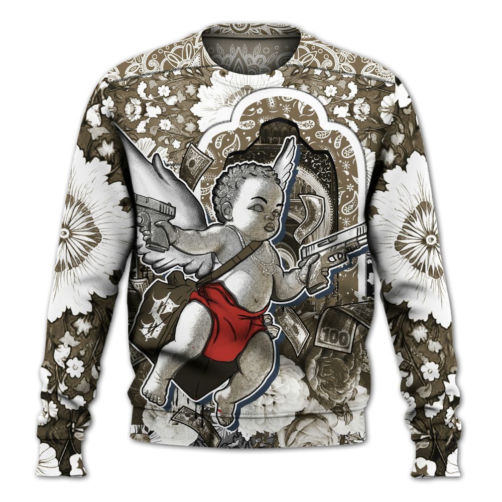 Sweatshirt To Match Olive 9s - Angel Money Bag All Over Print