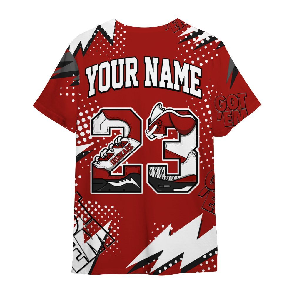 Shirt To Match High OG Varsity Red 1s - Custom Name Number 23 5s All Over Print