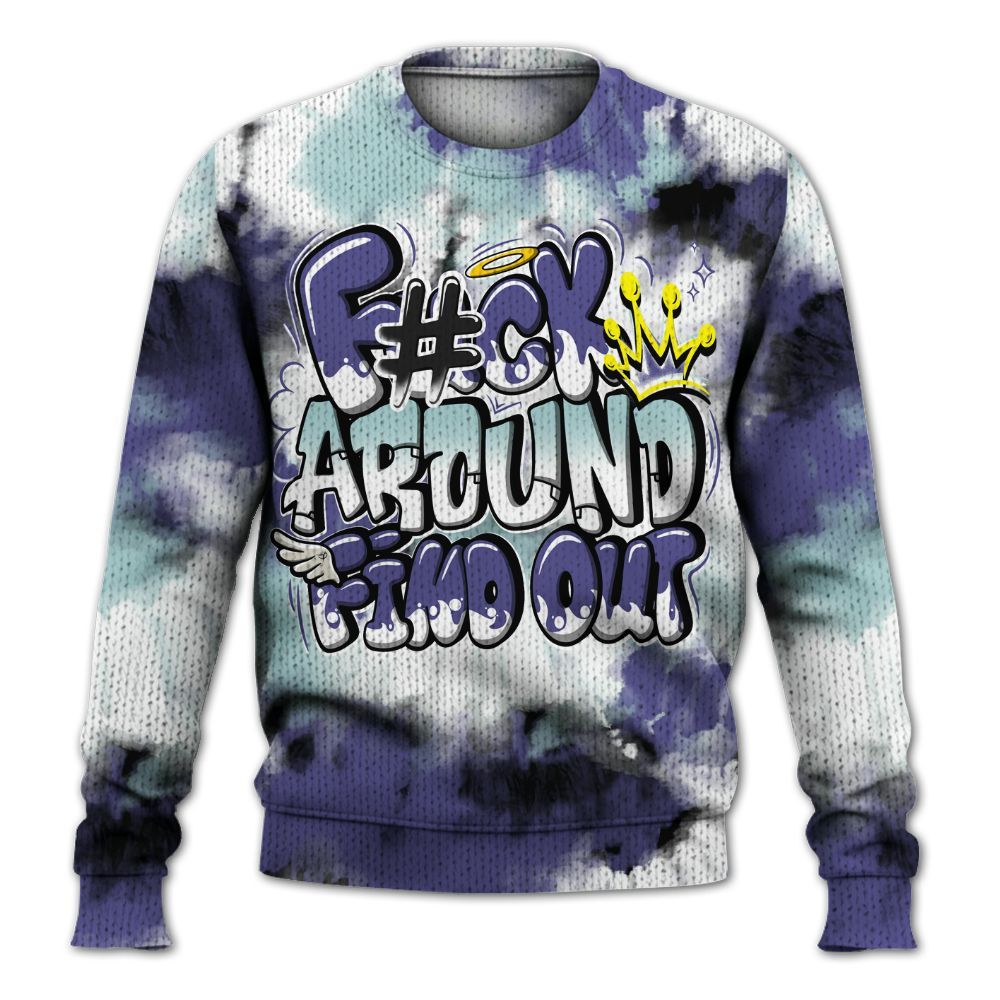 Knitted Sweater To Match Air Ship PE Hornets - Tie Dye FK Around Find Out