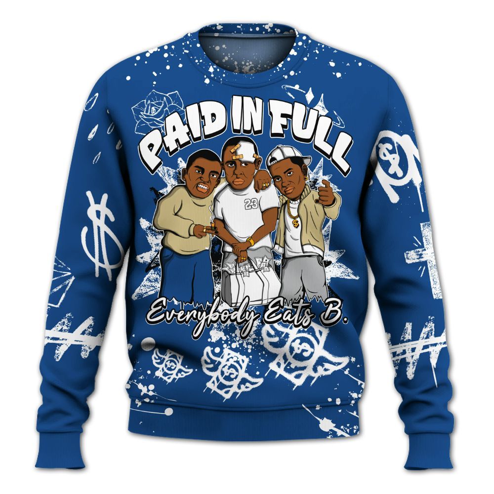Sweatshirt To Match Air Ship Royal Blue - Everybody Paid In Full Crayon All Over Print