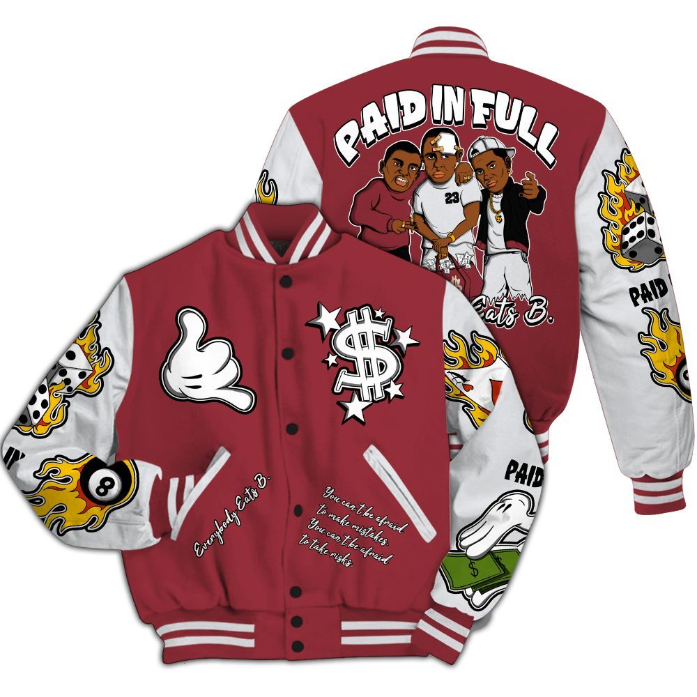 Varsity Jacket To Match Black Toe 14s - Everybody Paid In Full Graphic All Over Print