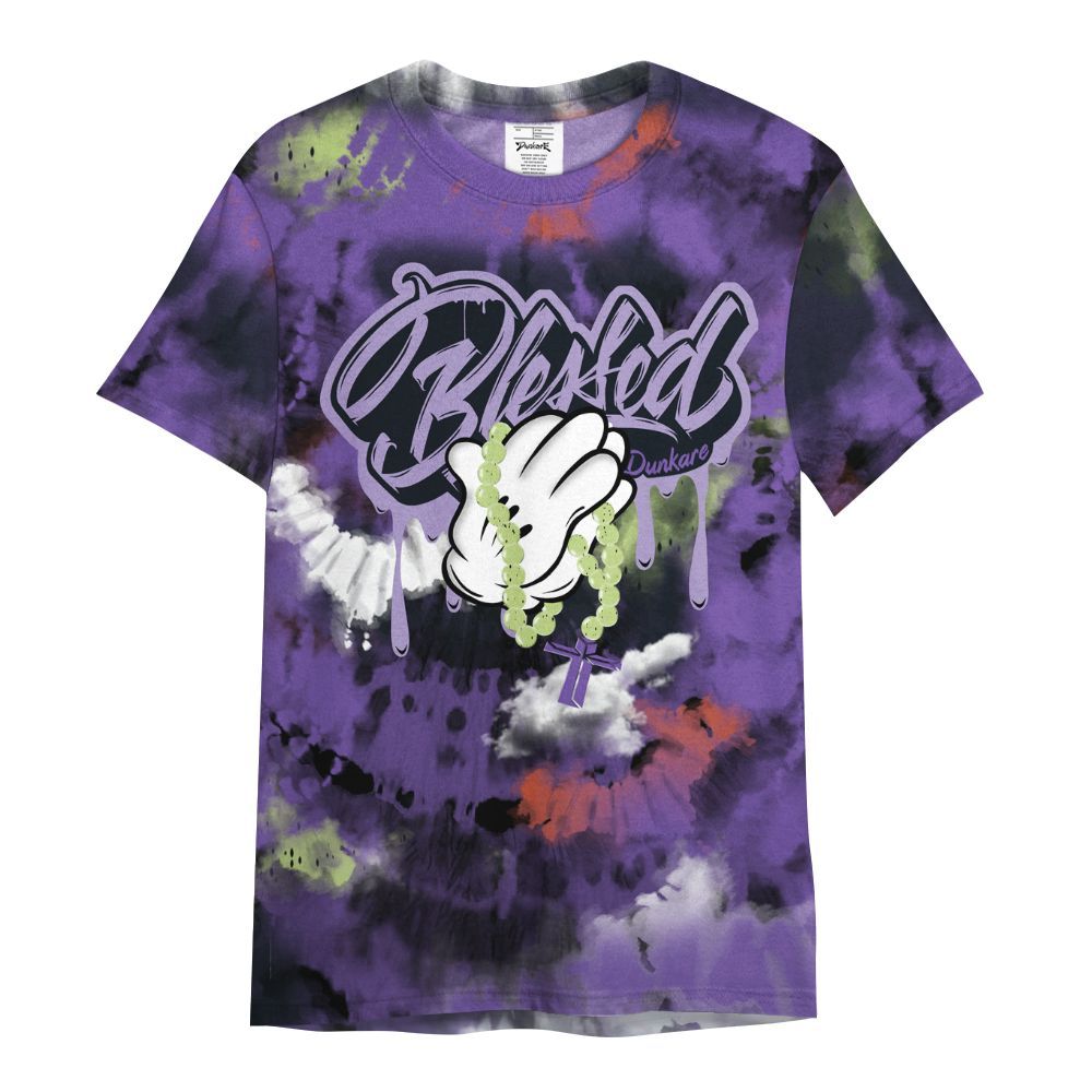 Shirt To Match Canyon Purple 4s - God Blessed Tie Dye All Over Print