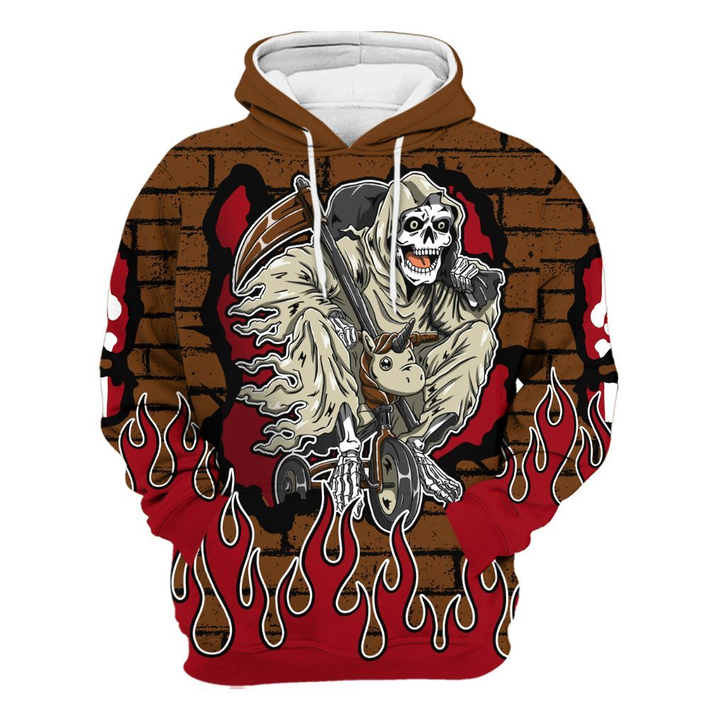 Hoodie To Match Archaeo Brown 5s - Self Make Skeleton Crashed All Over Print