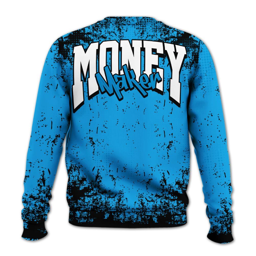 Sweatshirt To Match Black University Blue 2022 13s - Move In Silence Money Street Retro All Over Print