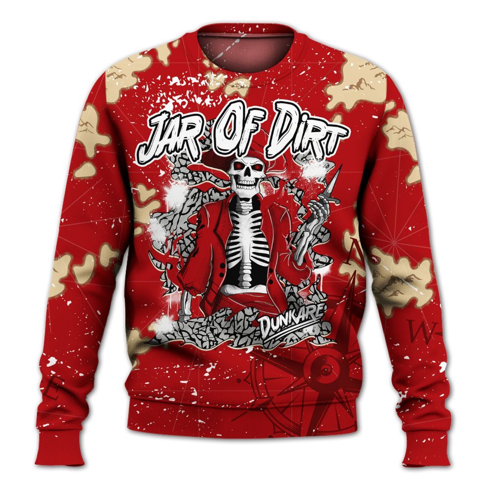 Sweatshirt To Match Cement Grey 3s - Skeleton Jar Of Dirt Retro All Over Print