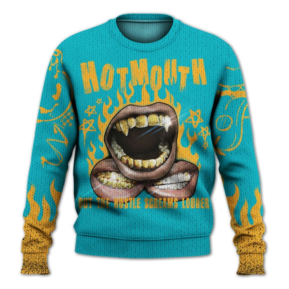 Knitted Sweater To Match Retro Aqua 5s - Mouth Burning Street Style