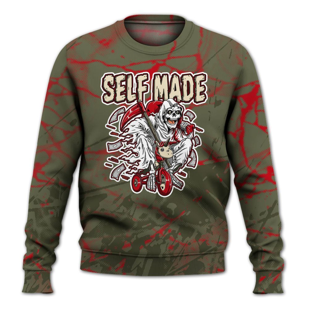 Sweatshirt To Match Travis Scott Low OG Medium Olive 1s - Self Make Skeleton Profound All Over Print