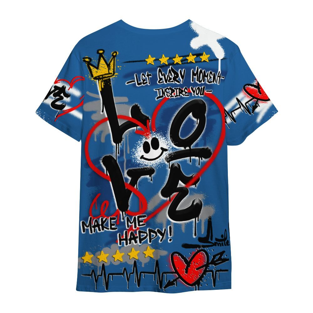 Shirt To Match French Blue 13s - Happy Love Beats Graffiti Streetwear All Over Print