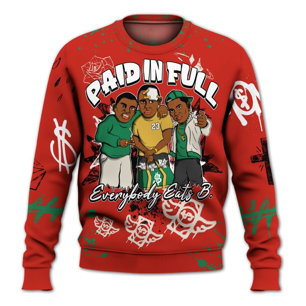 Sweatshirt To Match Retro El Vuelo 3s Shirt, Everybody Paid In Full Crayon All Over Print