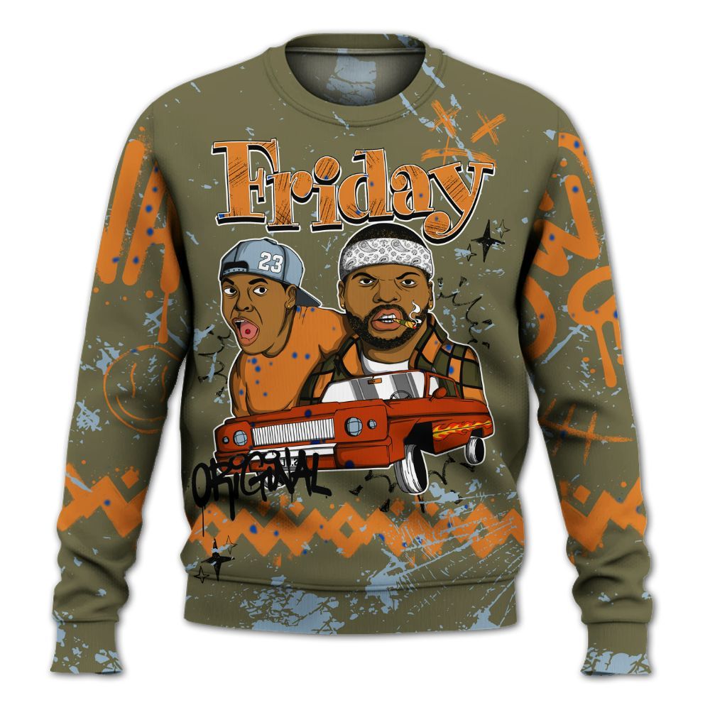 Sweatshirt To Match Olive 5s - Friday Sneaker Crayon All Over Print