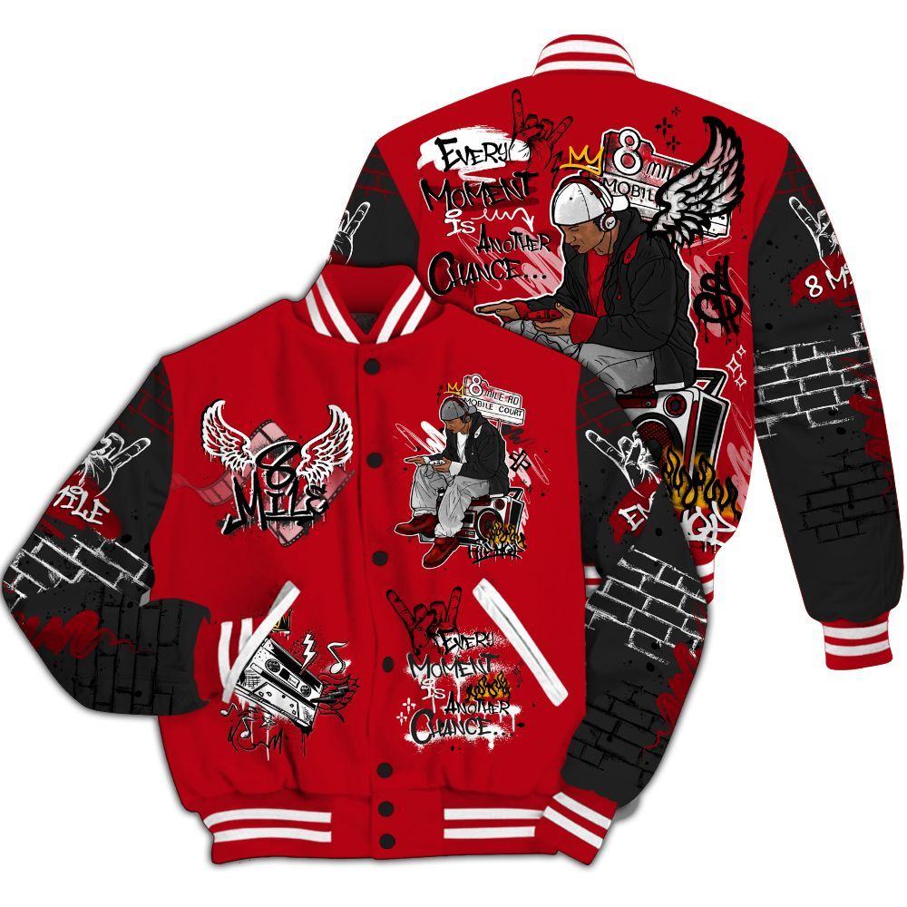 Varsity Jacket To Match Bred Velvet 11s - 8Mile Movie Graffiti All Over Print