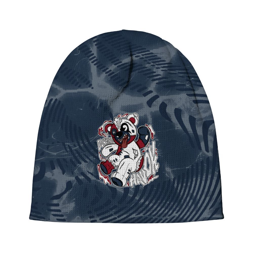 Beanie Hat To Match White Midnight Navy 6s - Havok Bear Graphic