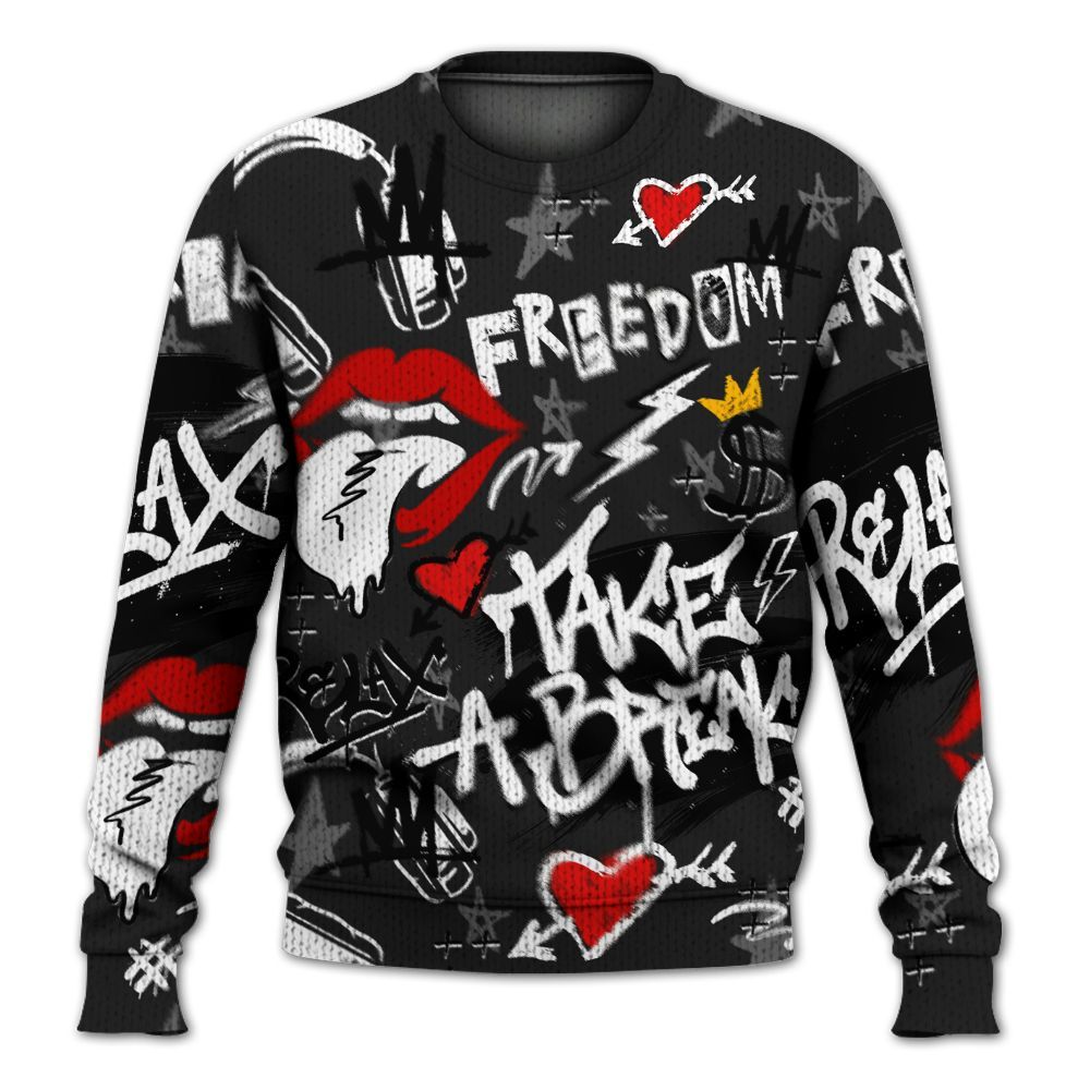 Knitted Sweater To Match Kobe 9 EM Mambacita - Take Break Freedom Graffiti Streetwear