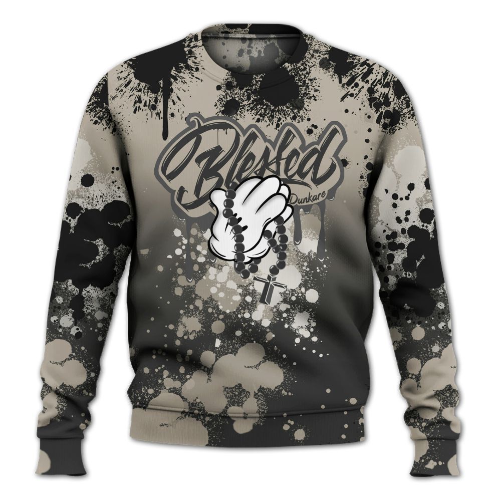 Sweatshirt To Match RM Light Bone 4s - God Blessed Ink Drip All Over Print