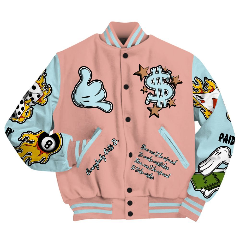 Varsity Jacket To Match Dunk Low Glacier Arctic - Everybody Paid In Full Graphic All Over Print