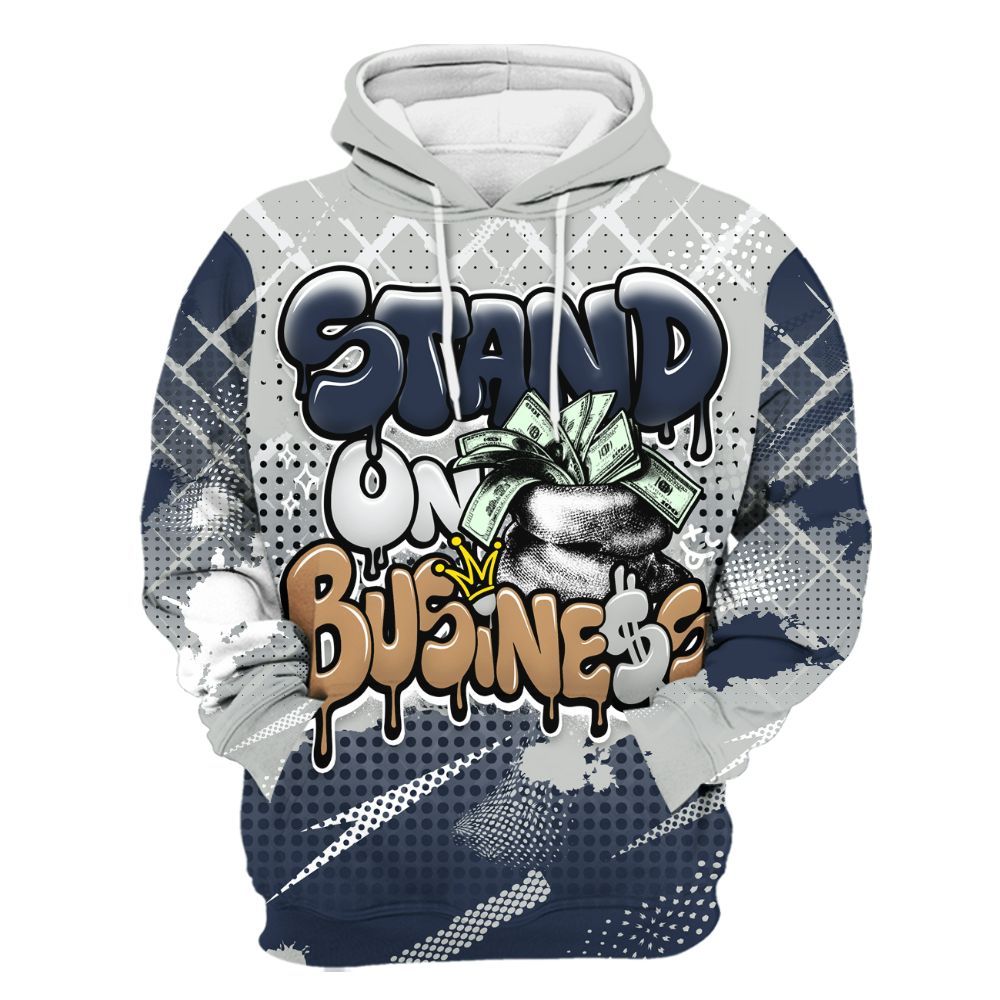 Hoodie To Match Low Navy Grey Gum 1s - Halftone Stand Business Drip All Over Print