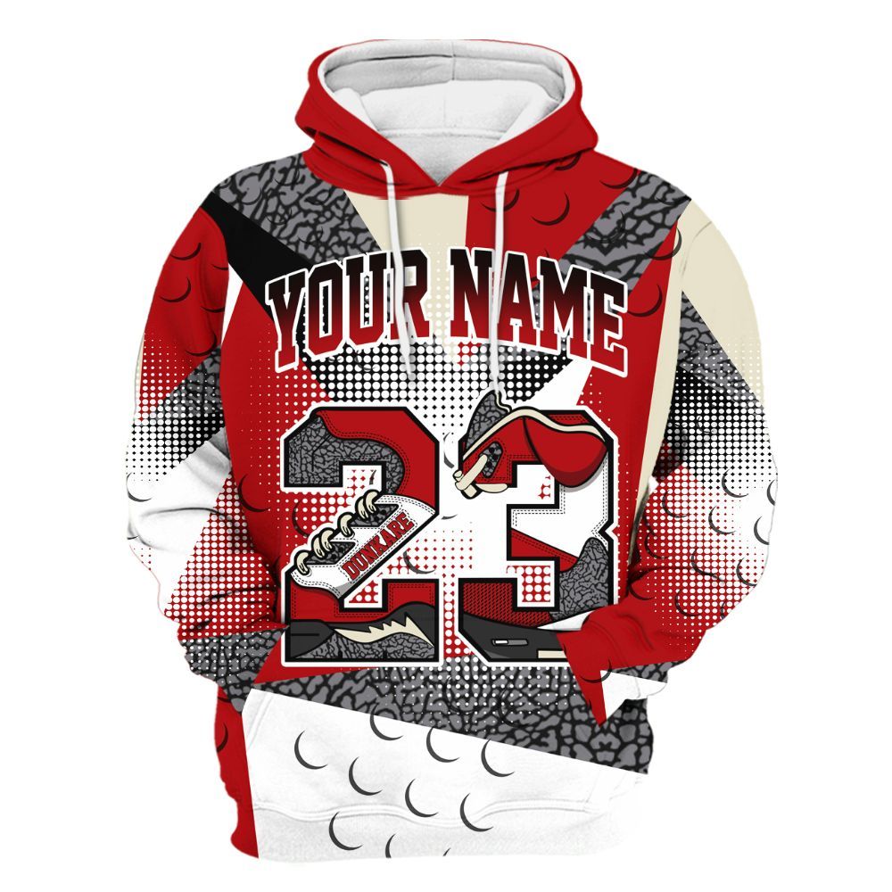 Hoodie To Match Cement Grey 3s - Poly Custom Name Number 23 5s All Over Print