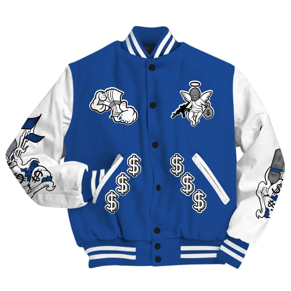 Varsity Jacket To Match High OG True Blue 1s - Ones Move In Silence Graphic All Over Print