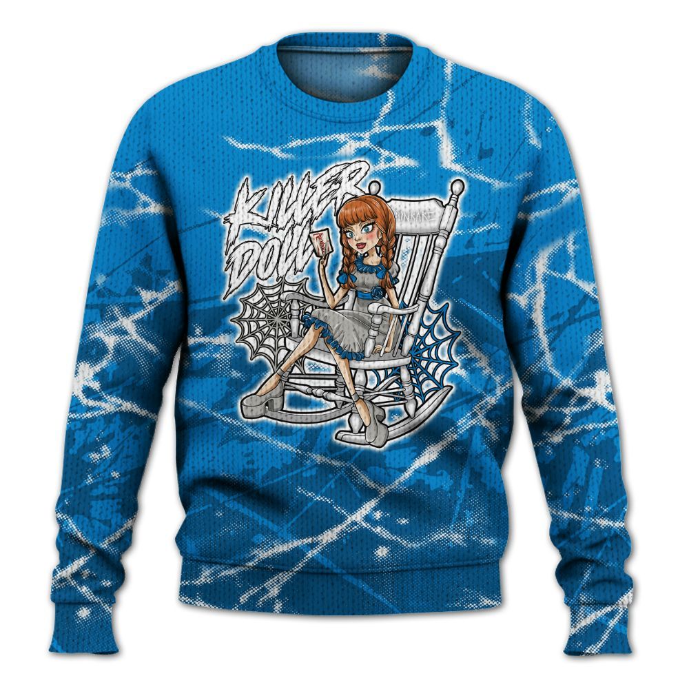 Knitted Sweater To Match Military Blue 4s - Killer Doll-A Halloween Profound