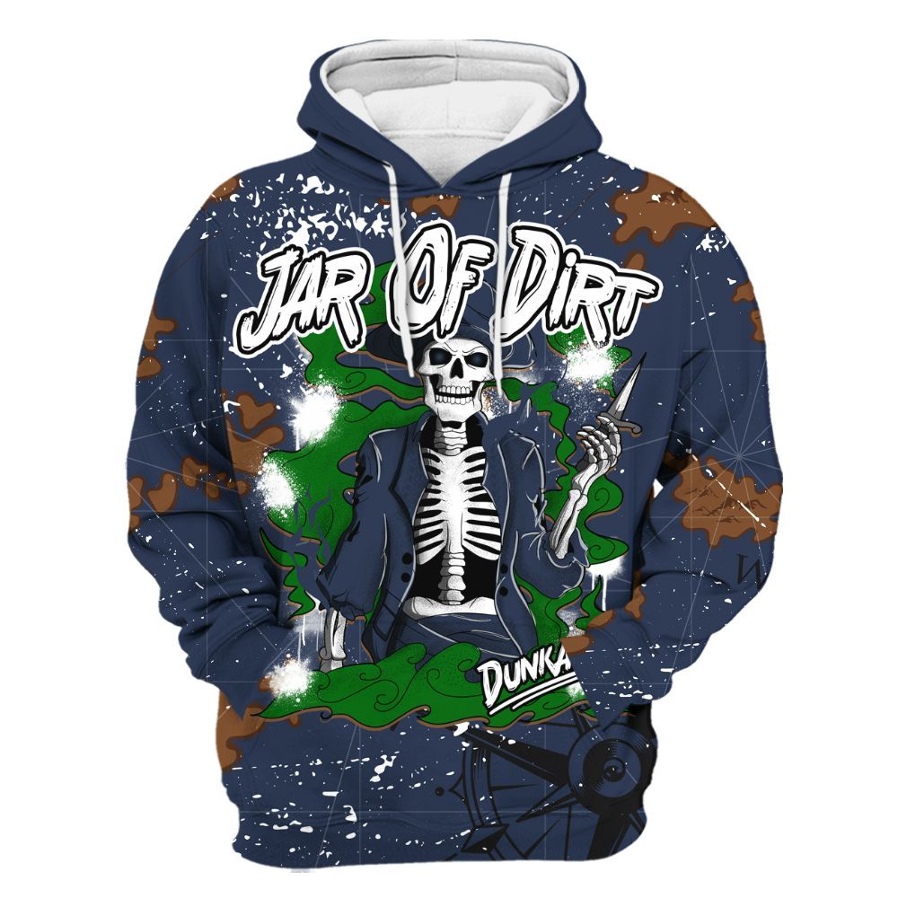 Hoodie To Match Midnight Navy 13s - Skeleton Jar Of Dirt Retro All Over Print