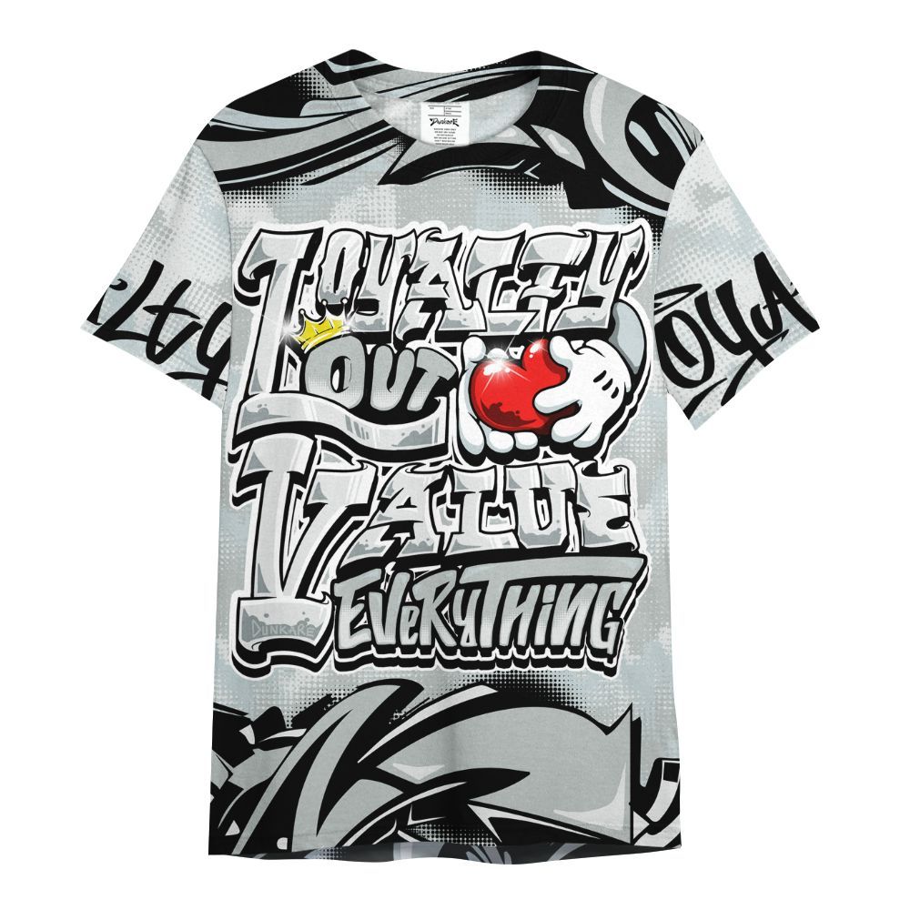 Shirt To Match Black Wolf Grey 12s - Loyalty Out Value Graffiti All Over Print