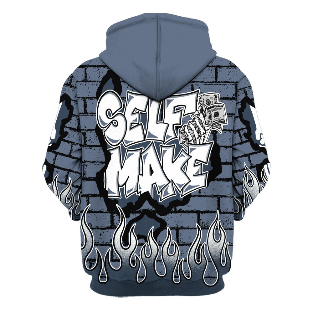 Hoodie To Match Low Diffused Blue 11s - Self Make Skeleton Crashed All Over Print