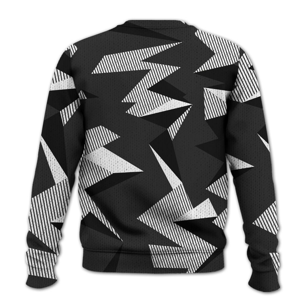 Knitted Sweater To Match White Thunder 4s - Geometric Camouflage Pattern