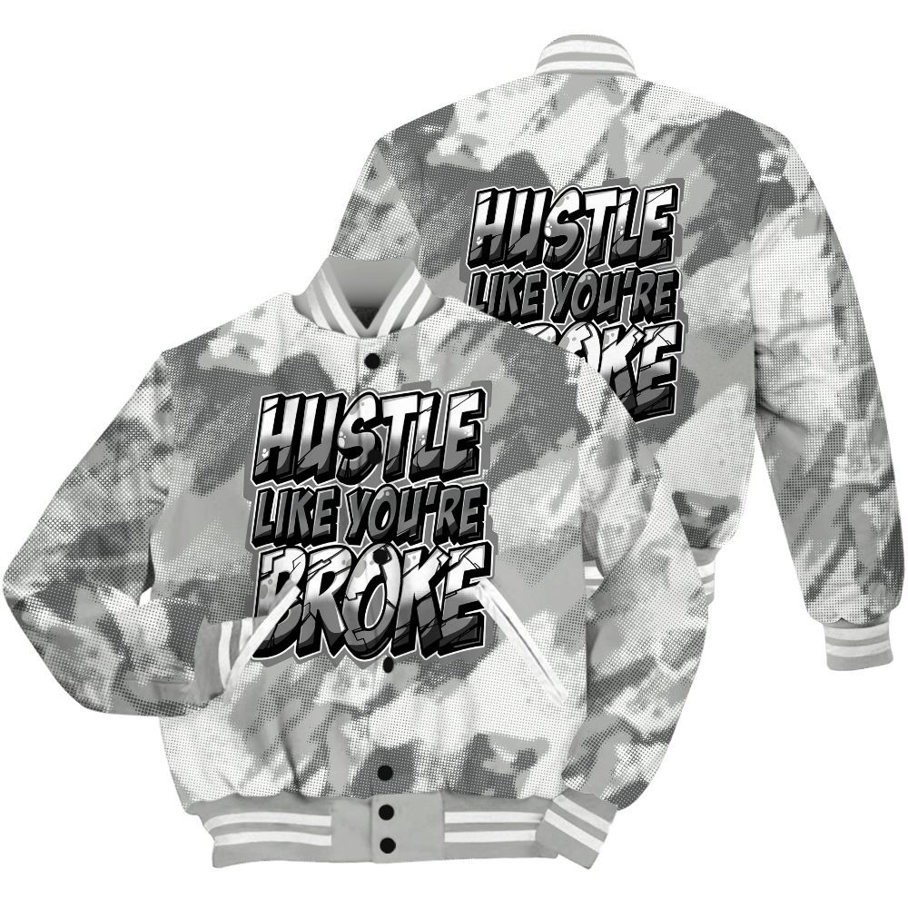Varsity Jacket To Match Paris Cement Grey 4s Shirt - Hustles Like Broke Abstract All Over Print