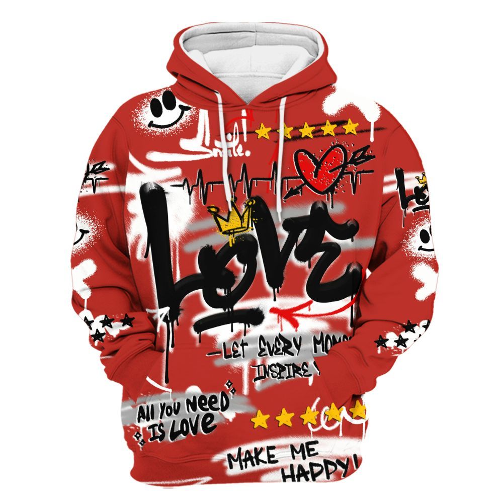 Hoodie To Match Dunk Low St. Johns - Happy Love Beats Graffiti Streetwear All Over Print