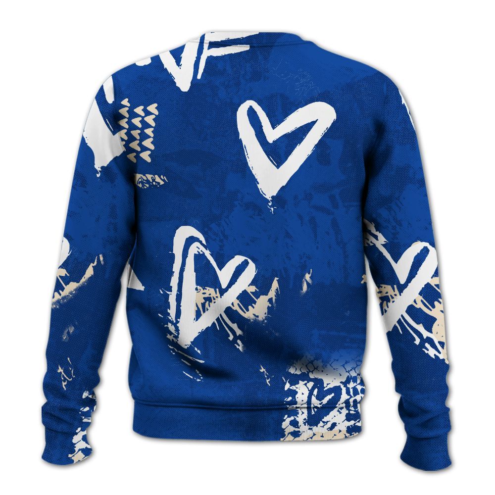 Sweatshirt To Match Low Game Royal 1s - Sneakerz Girlz Heart Grunge All Over Print