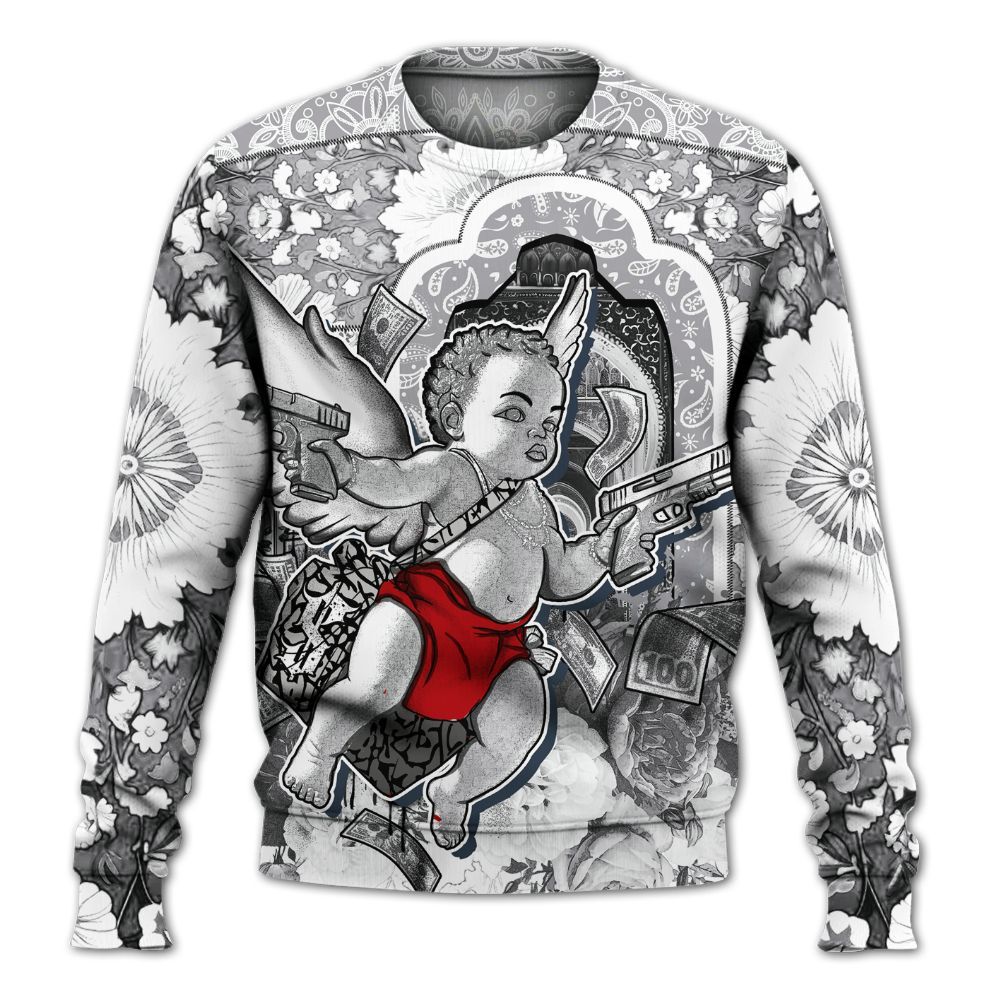 Sweatshirt To Match Cement Grey 3s - Angel Money Bag All Over Print