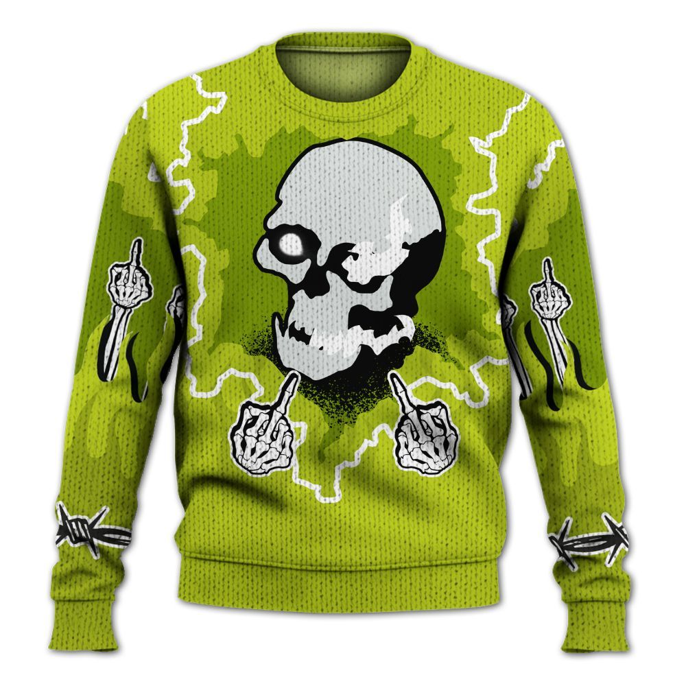 Knitted Sweater To Match Bright Cactus 13s - F Around Find Out Graphic Trapped