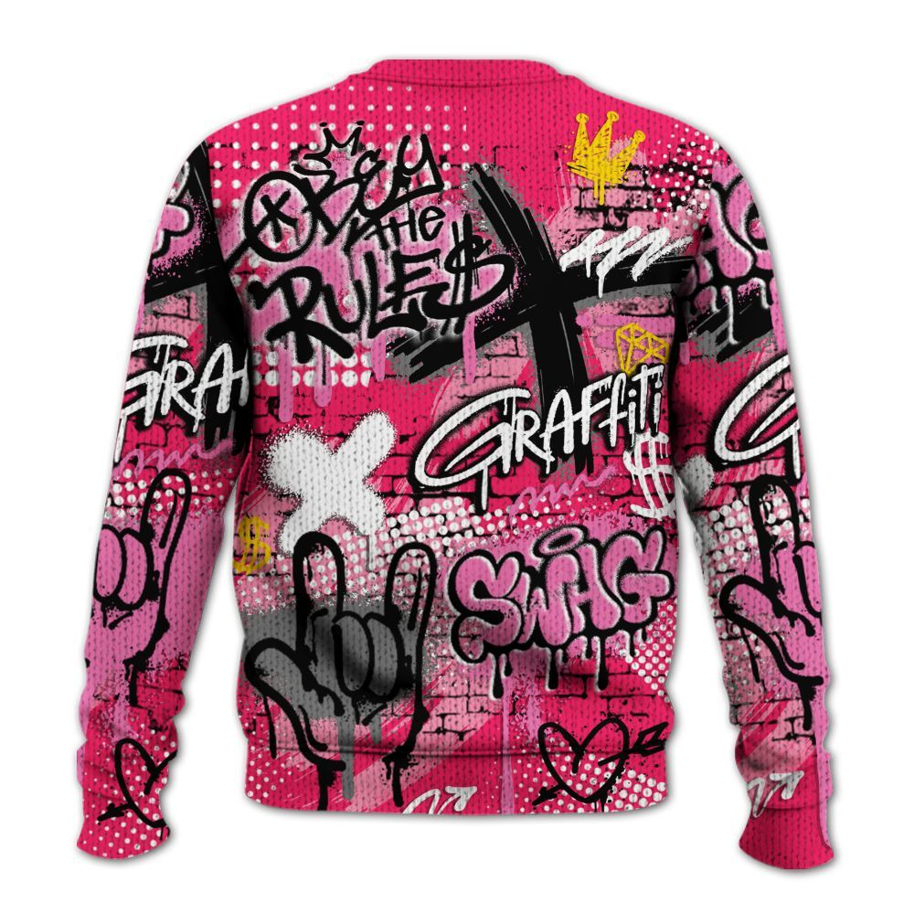 Knitted Sweater To Match Air VaporMax Plus Triple Pink - True It Real Graffiti Streetwear