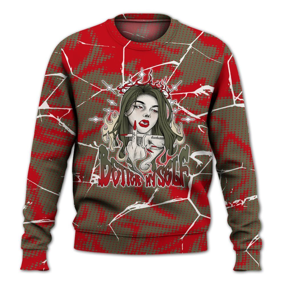 Sweatshirt To Match Low OG Medium Olive 1s - My-Self Crack Unique All Over Print