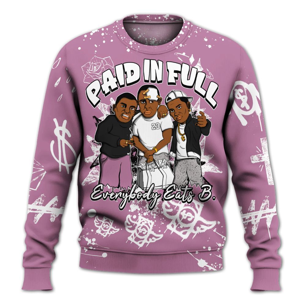 Sweatshirt To Match Neutral Grey Black White Orchid 4s - Everybody Paid In Full Crayon All Over Print