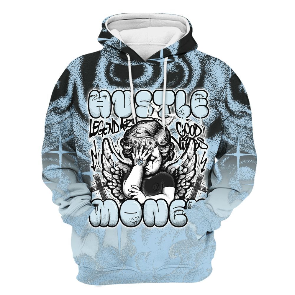 Hoodie To Match Foamposite One Psychic Blue - Angel Hustle Money All Over Print