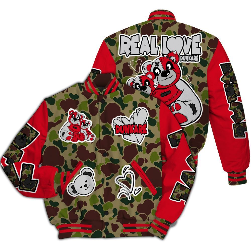 Varsity Jacket To Match Air Max 90 Duck Camo Red - Sincere Fondness Bear All Over Print