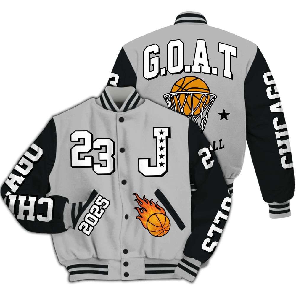 Varsity Jacket To Match Low 85 Metallic Black 1s - Chicago 23 Basketball All Over Print