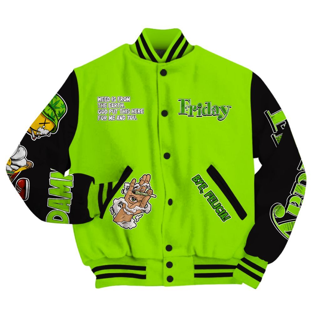 Varsity Jacket To Match Electric Green 6s - Friday Sneaker Stress Style All Over Print