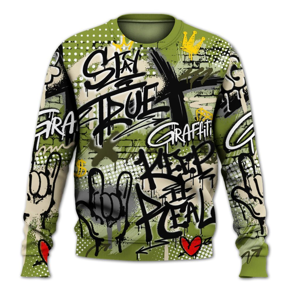 Sweatshirt To Match SB Dunk Low Asparagus - True It Real Graffiti Streetwear All Over Print