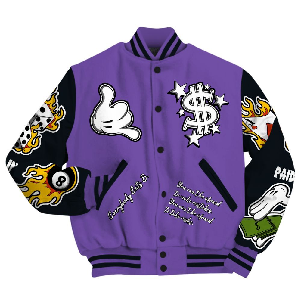 Varsity Jacket To Match Canyon Purple 4s - Everybody Paid In Full Graphic All Over Print