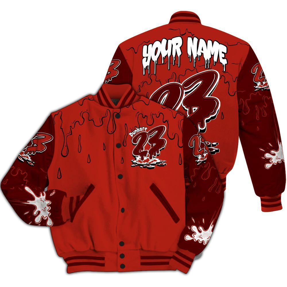 Varsity Jacket To Match SP Firewood Orange 4s - Custom Name 23 Drip All Over Print