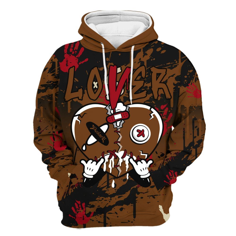 Hoodie To Match Archaeo Brown 5s - Loser Lover Drip Heart All Over Print