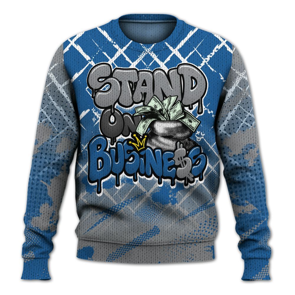 Knitted Sweater To Match French Blue 13s - Halftone Stand Business Dripping