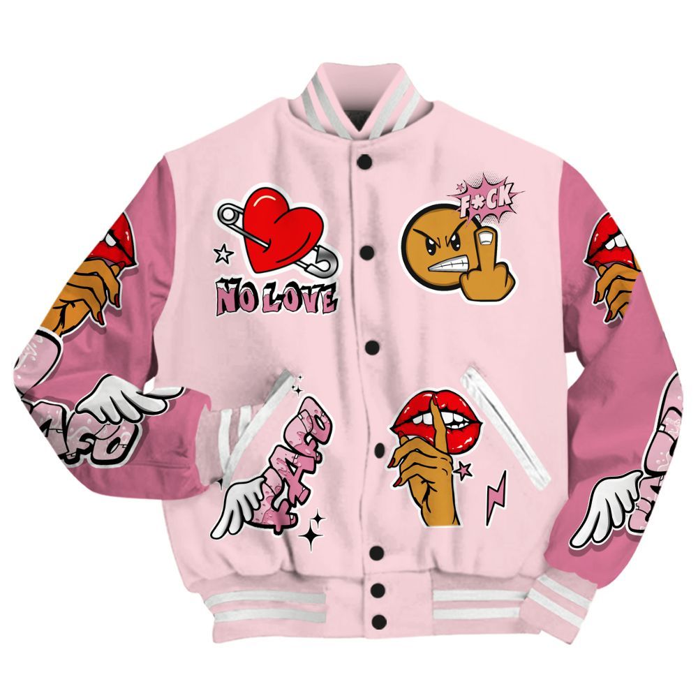 Varsity Jacket To Match GS Pearl Pink 12s - FK Around Find Out All Over Print