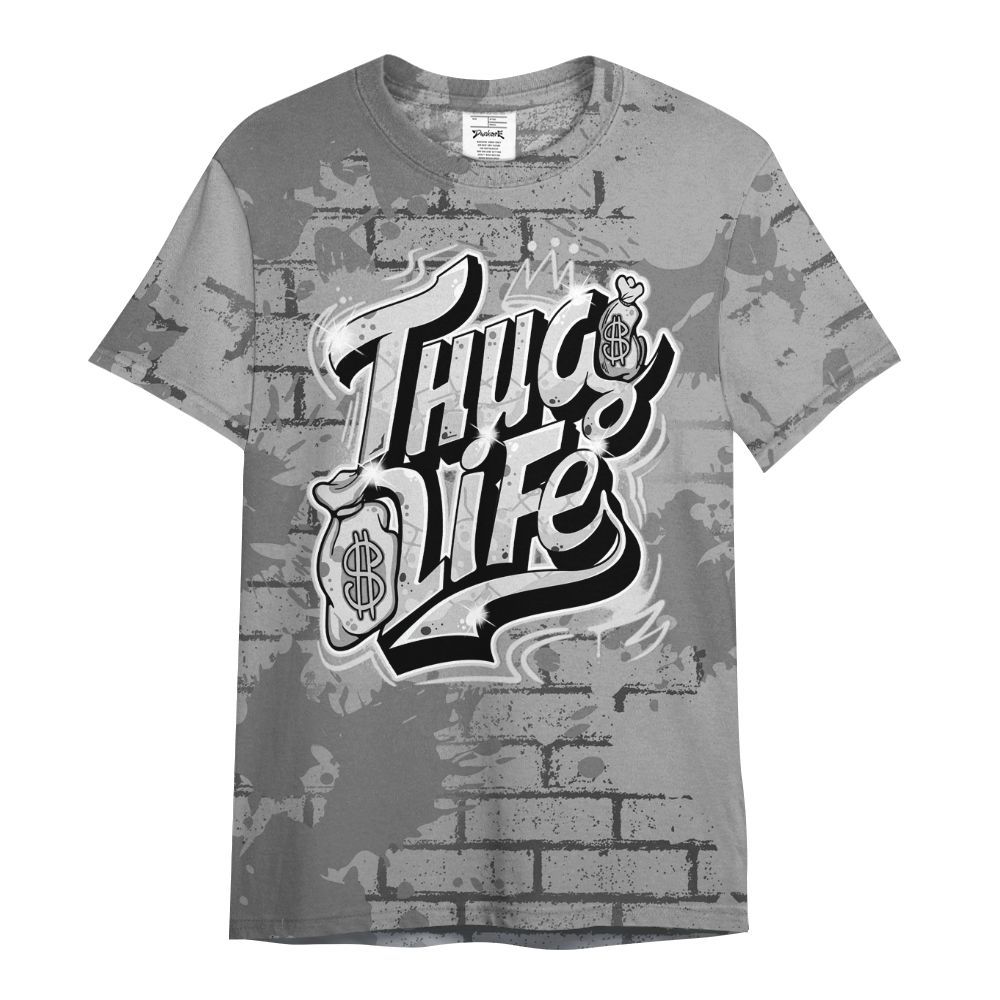 Shirt To Match Black Wolf Grey 12s - Free Thug Living Graphic Brick Art All Over Print