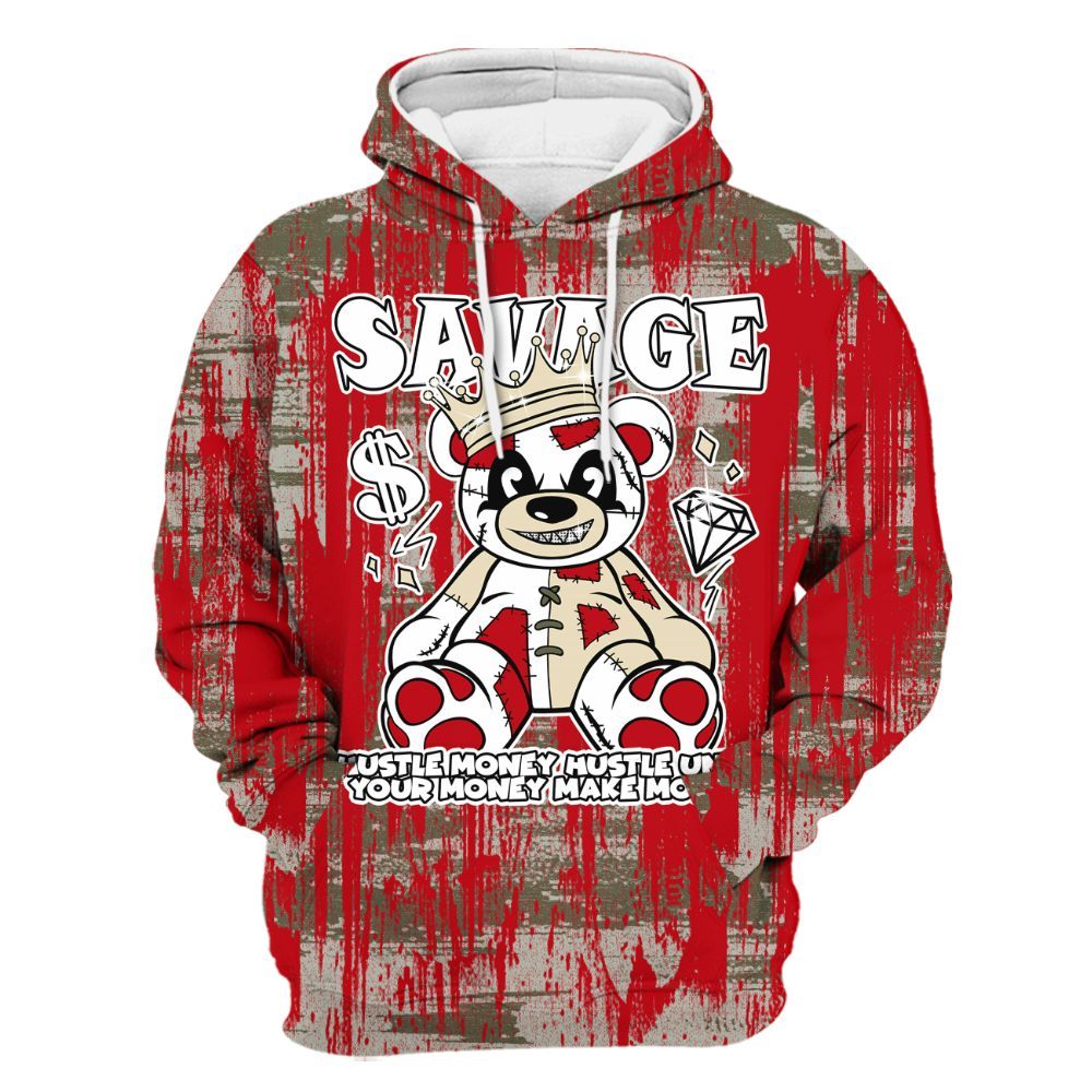 Hoodie To Match Low OG Medium Olive 1s - Savages Bear Glitch Art All Over Print