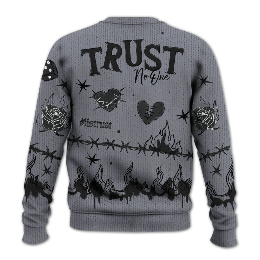 Knitted Sweater To Match Retro Black Flint 13s - Trust No One Snake-Bite Doodle Crayon