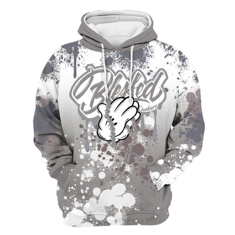 Hoodie To Match Cool Grey 11s - God Blessed Ink Drip All Over Print